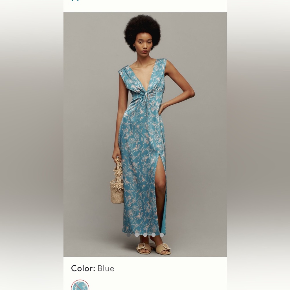 Anthropology Blue Floral Maxi Dress